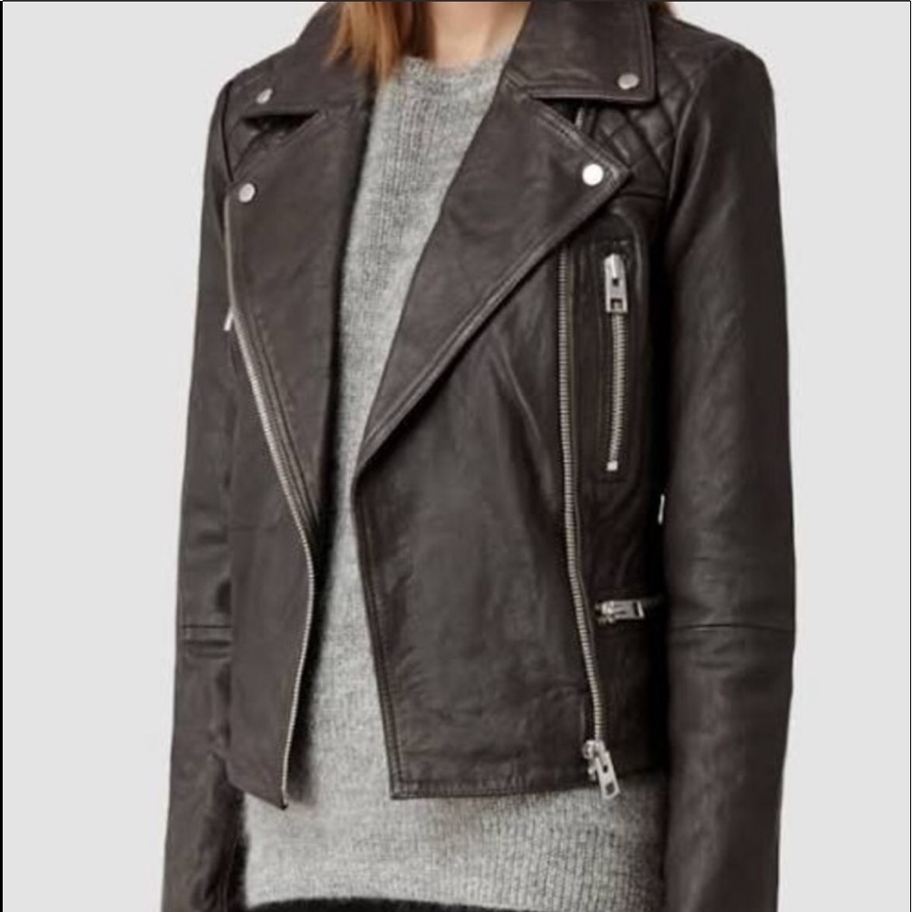 All Saints Bleeker Leather Biker Jacket size 2